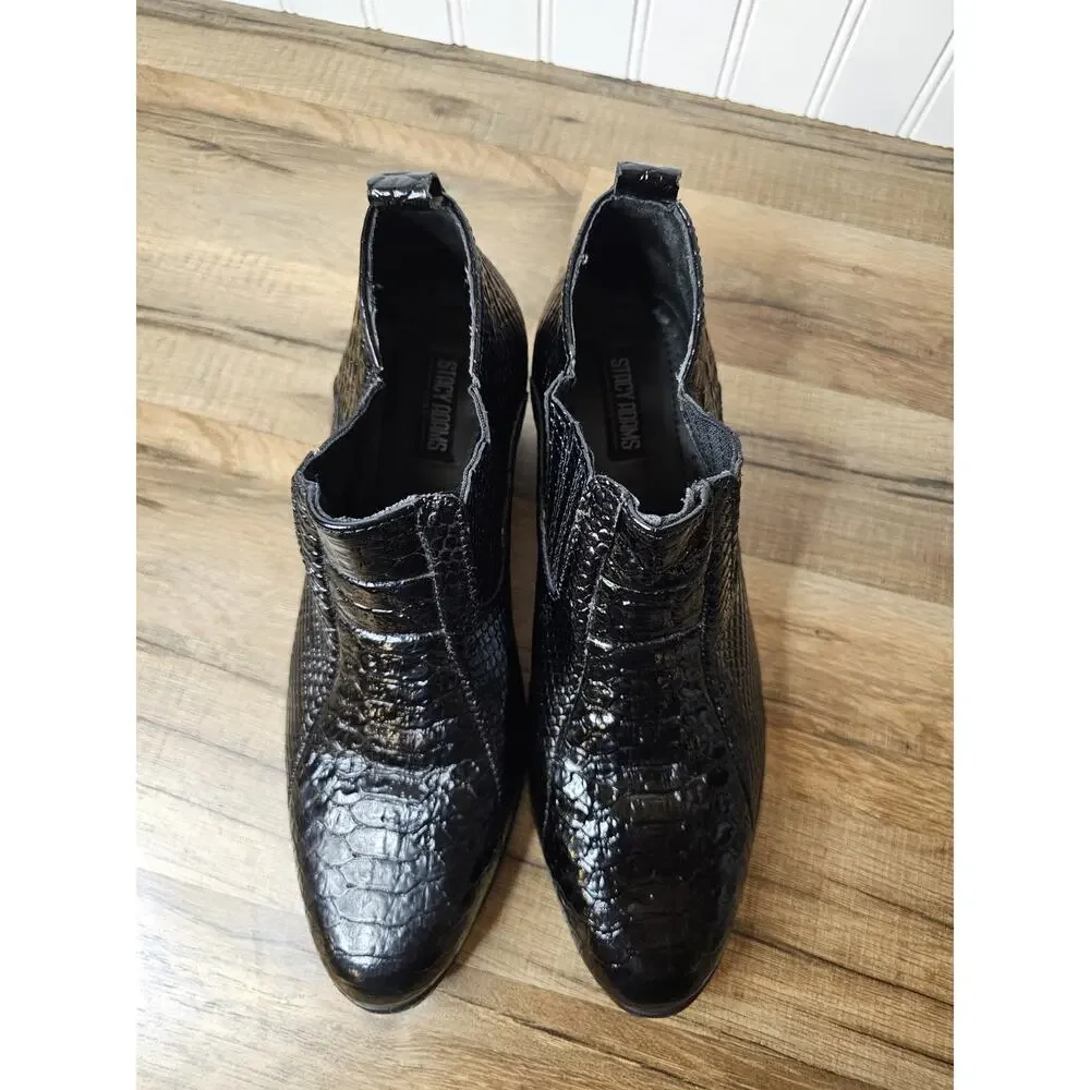Stacy Adams Men's Sandoval Cuban Heeled Ankle Boot‎ Black Men's 8.5 Crocodile